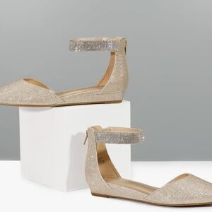 Womens Low Wedge Ankle Strap Flats